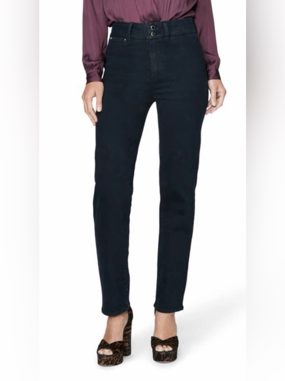 PAIGE Straight Leg Jeans in Deep Black